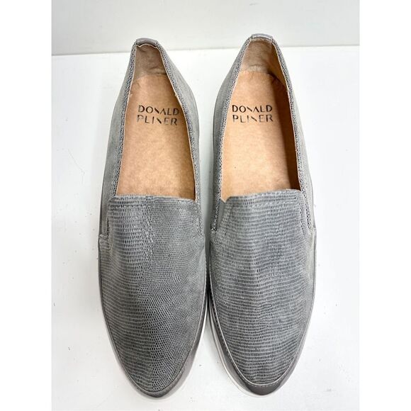 Donald Pliner Sneaker Womens Size 8.5 Leather‎ Gray Slip On Shoes - Picture 7 of 10